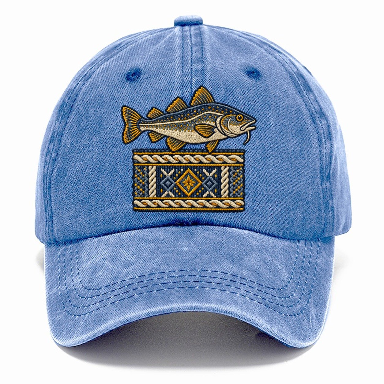 Fisherman S Gansey Knit And Cod Uk Culture Heritage Classic Cap – Summer Sky