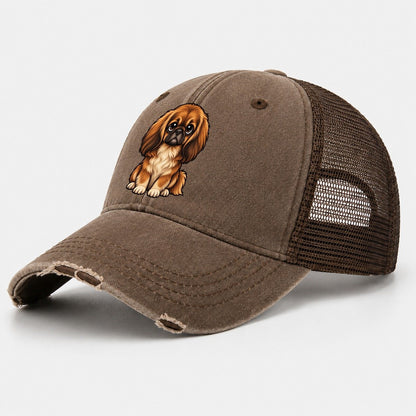 Pekingese Sitting Sweetheart Washed Trucker Hat – Coffee