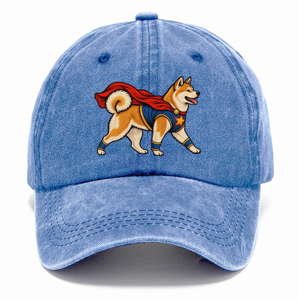 One Akita In Halloween Costume Superhero Costume With A Cape Halloween Dog Parade Classic Cap – Summer Sky