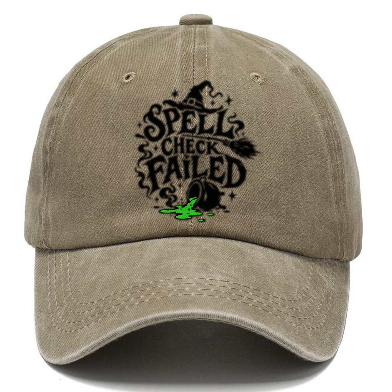 Spell Check Failed Slogan Witch Magic Classic Cap – Warm Sand