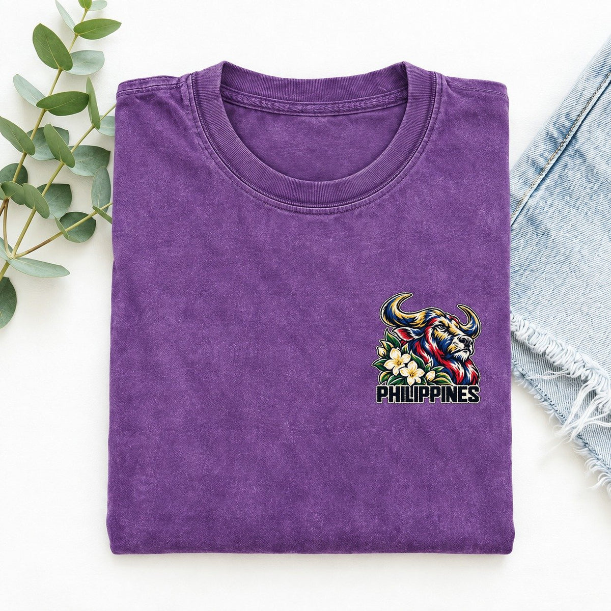 Philippines Country Pride Left Chest Vintage T-shirt – Purple