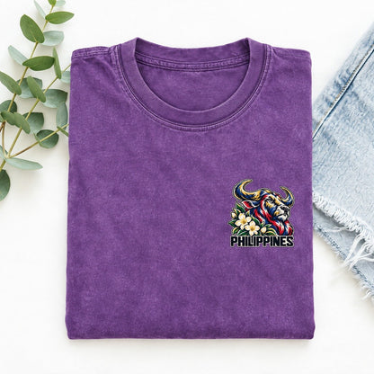 Philippines Country Pride Left Chest Vintage T-shirt – Purple
