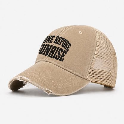 Gone Before Sunrise Fishing Club Washed Trucker Hat – Khaki