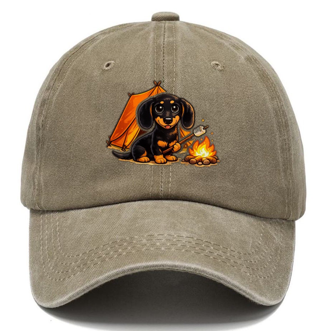 Camping Dachshund Classic Cap – Warm Sand