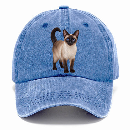 Siamese Standing Three Quarter Realistic Cat Portrait Classic Cap – Summer Sky