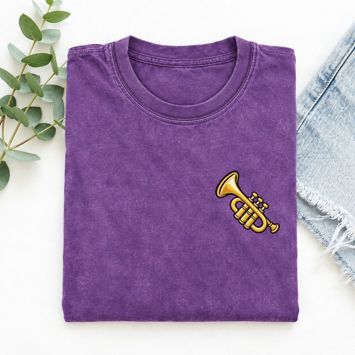 Golden Trumpet Left Chest Vintage T-shirt – Purple