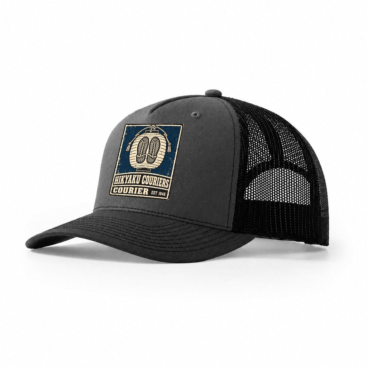 Hikyaku Courier House Noren Trade Co Trucker Hat – Dark Grey Black