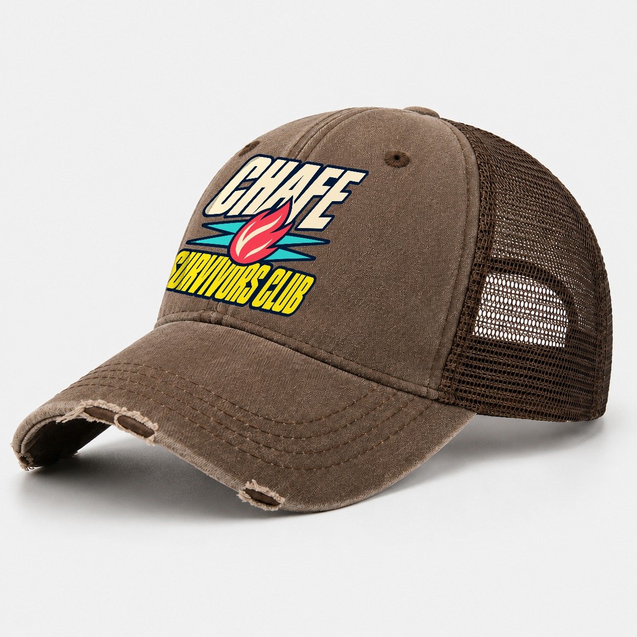 Chafe Survivors Club 90S Running Clubs Washed Trucker Hat – Coffee