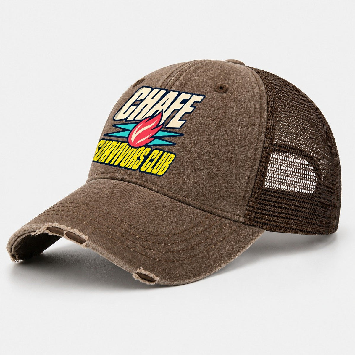 Chafe Survivors Club 90S Running Clubs Washed Trucker Hat – Coffee
