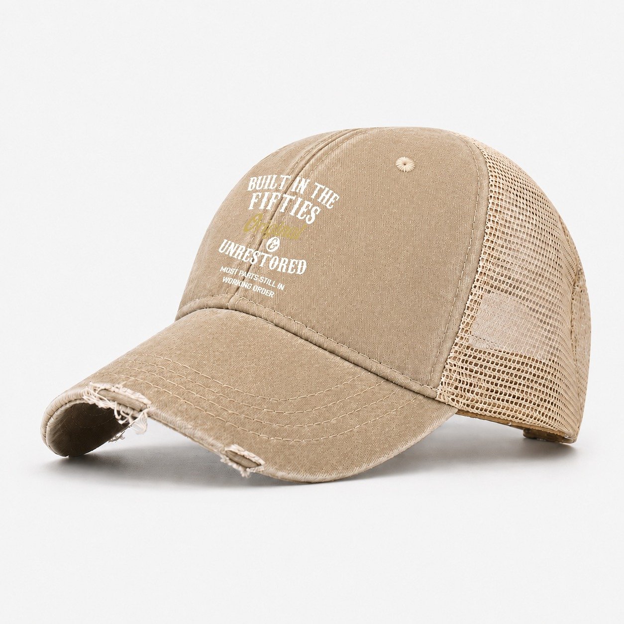 Built In The Fifties Washed Trucker Hat – Khaki