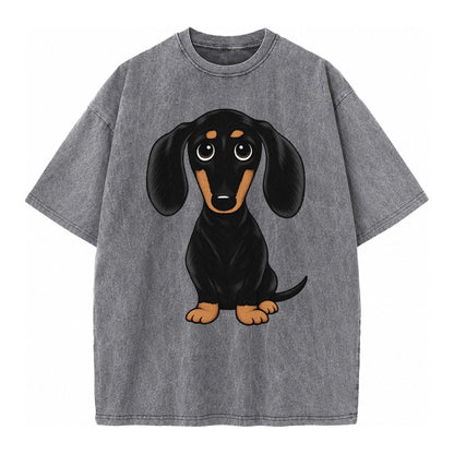 Vintage Style Dachshund Print Vintage T-shirt – Grey