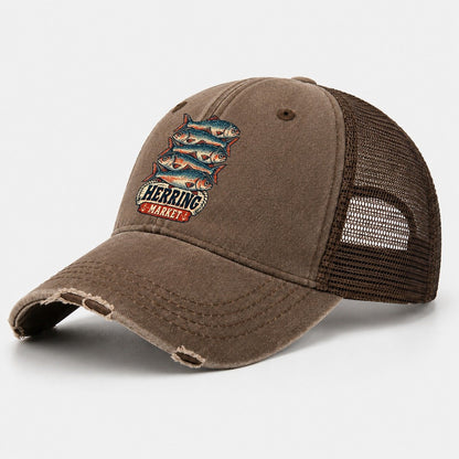 Herring Market Stack Fishing Club Washed Trucker Hat – Coffee