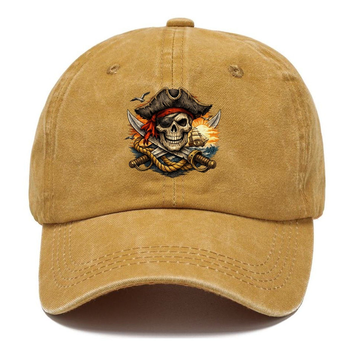 Pirate Skull Sunset Voyage Classic Cap – Golden Harvest