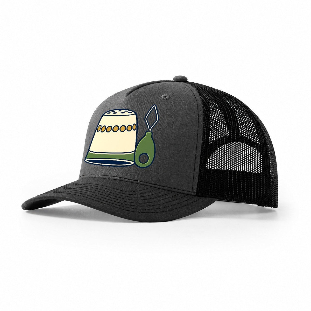 Thimble And Threader And Needlework Trucker Hat – Dark Grey Black
