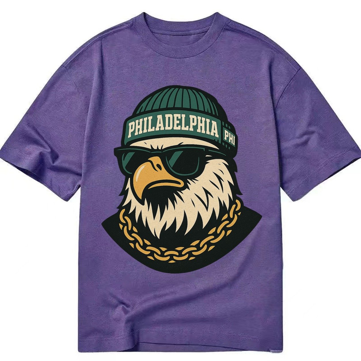 Animaleaglelocationtextphiladelphiainitialsphibeaniecolorgre Classic T-shirt – Purple