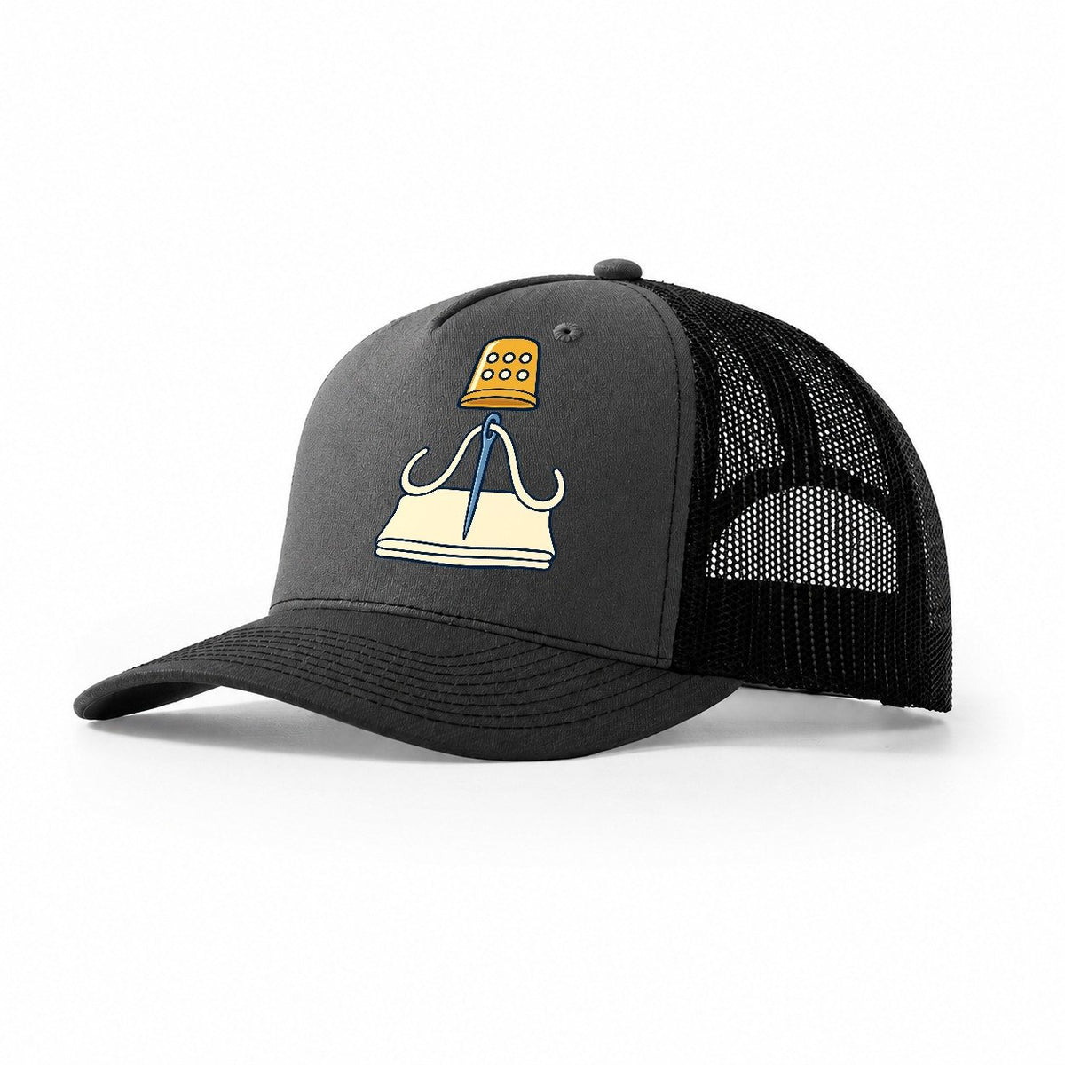 Needle And Thimble Sewing And Quilting Trucker Hat – Dark Grey Black