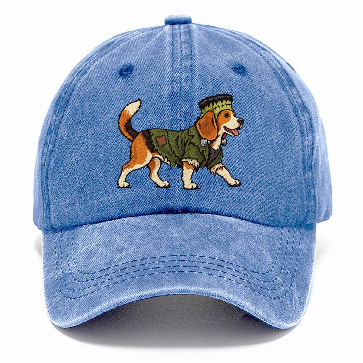 One Beagle In Halloween Costume Frankenstein S Monster With Neck Bolts And A Flat Top Head Patch Halloween Dog Parade Classic Cap – Summer Sky