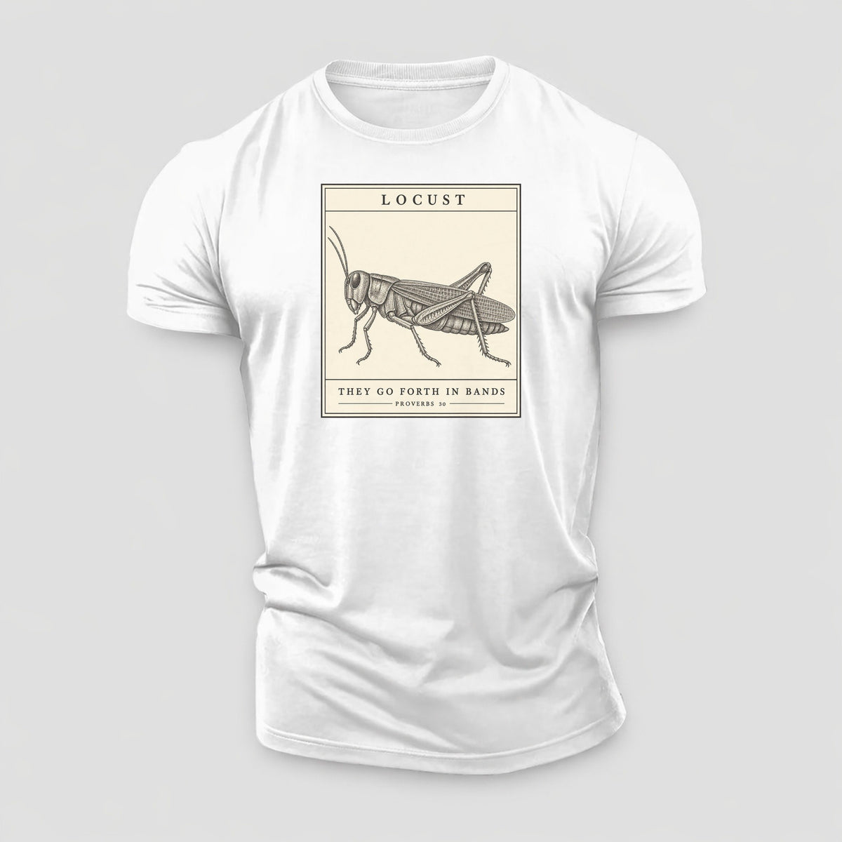 Locust Specimen Plate Creature Canticle Cotton T-Shirt – White