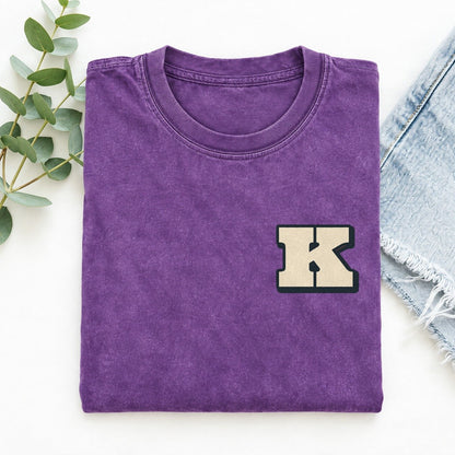 Initial K Left Chest Vintage T-shirt – Purple