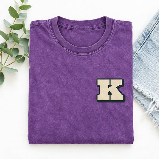 Initial K Left Chest Vintage T-shirt – Purple