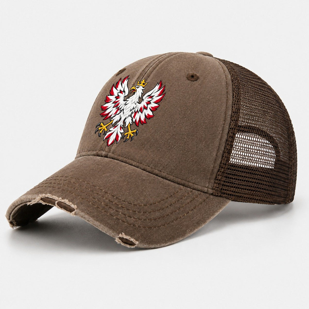 Poland Heraldic Crest Washed Trucker Hat – Coffee