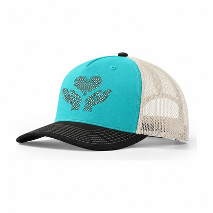 Hands And Heart Trucker Hat – Aqua Black White