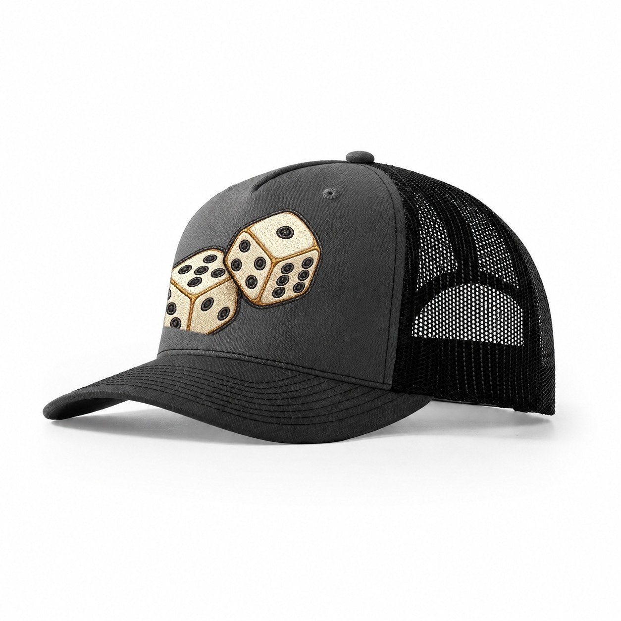 Pair Of Tumbling Dice Board Games Trucker Hat – Dark Grey Black
