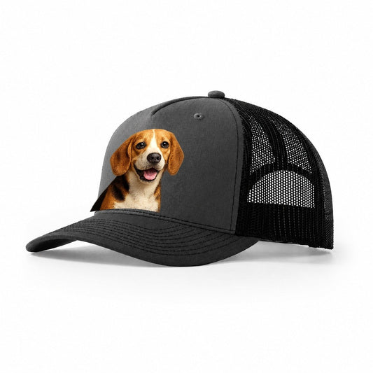 Beagle Portrait Trucker Hat – Dark Grey Black