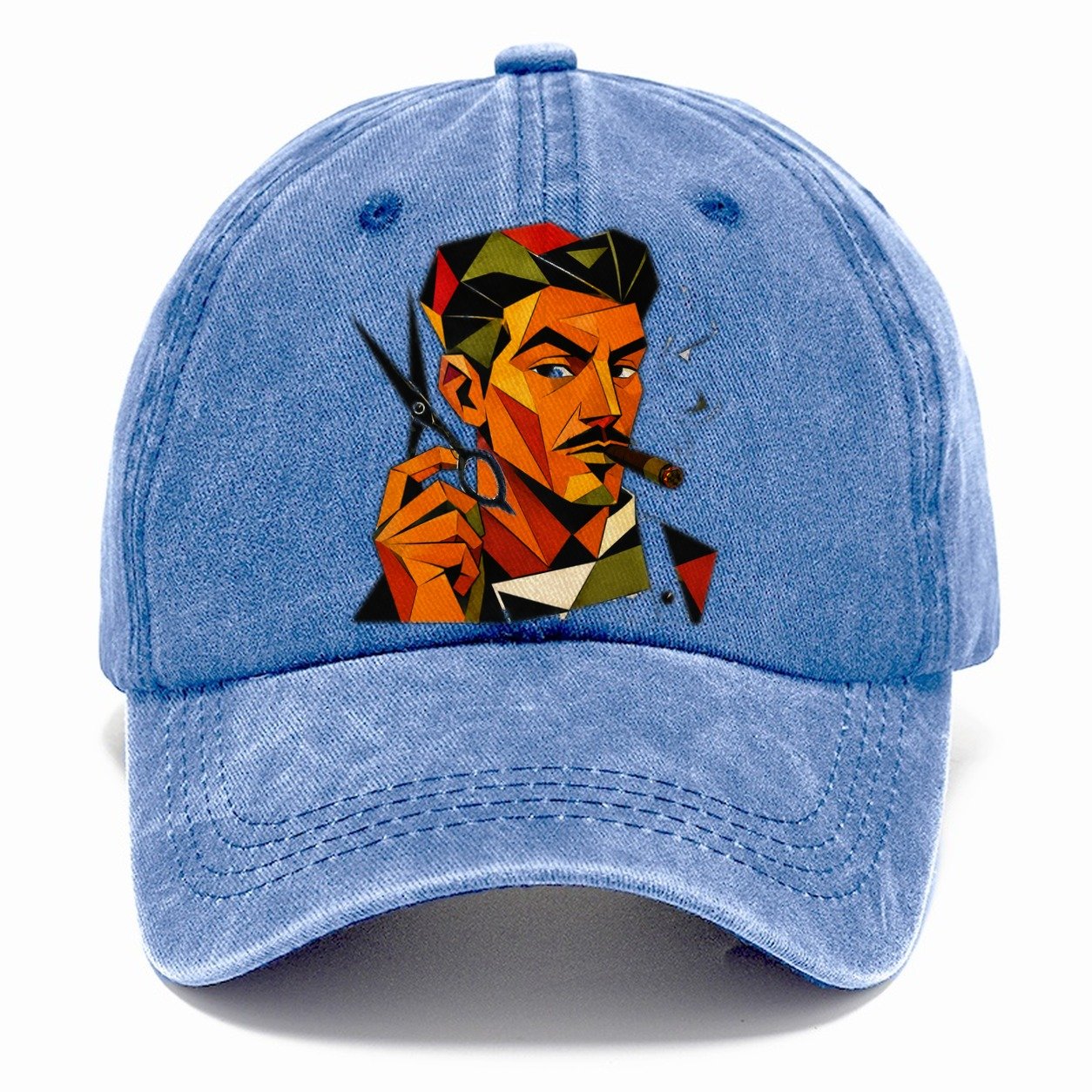 Barber Scissors Portrait Classic Cap – Summer Sky