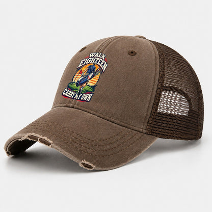 Walk Eighteen Carry My Own Golf Life Washed Trucker Hat – Coffee