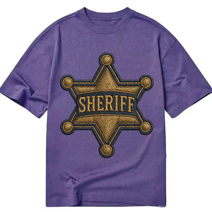 Sheriff Badge Six Pointed Star With Sheriff Engraving And Br Classic T-shirt – Purple