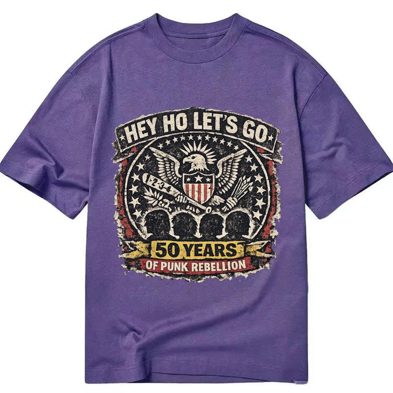 Ramones Legacy Hey Ho Lets Go Typography Presidential Seal P Classic T-shirt – Purple