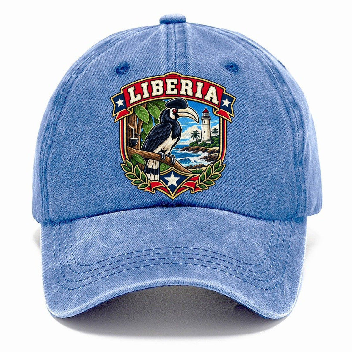 Liberia Retro Badge Country Logos Classic Cap – Summer Sky