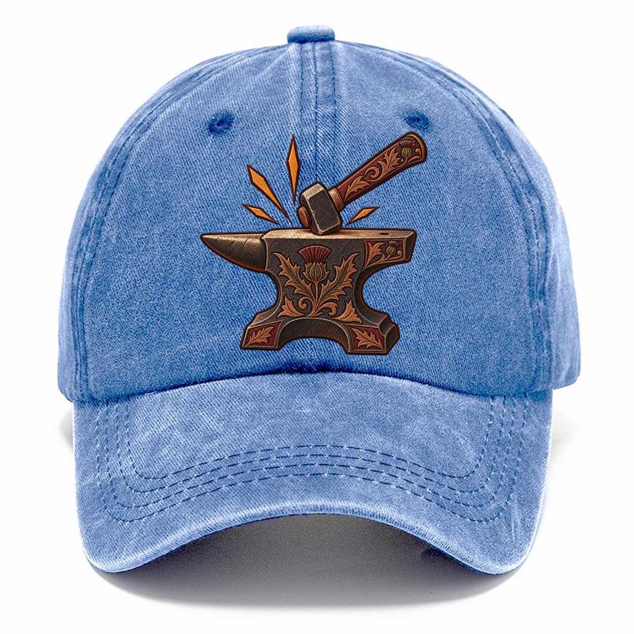 Village Blacksmith Anvil And Hammer Uk Culture Heritage Classic Cap – Summer Sky