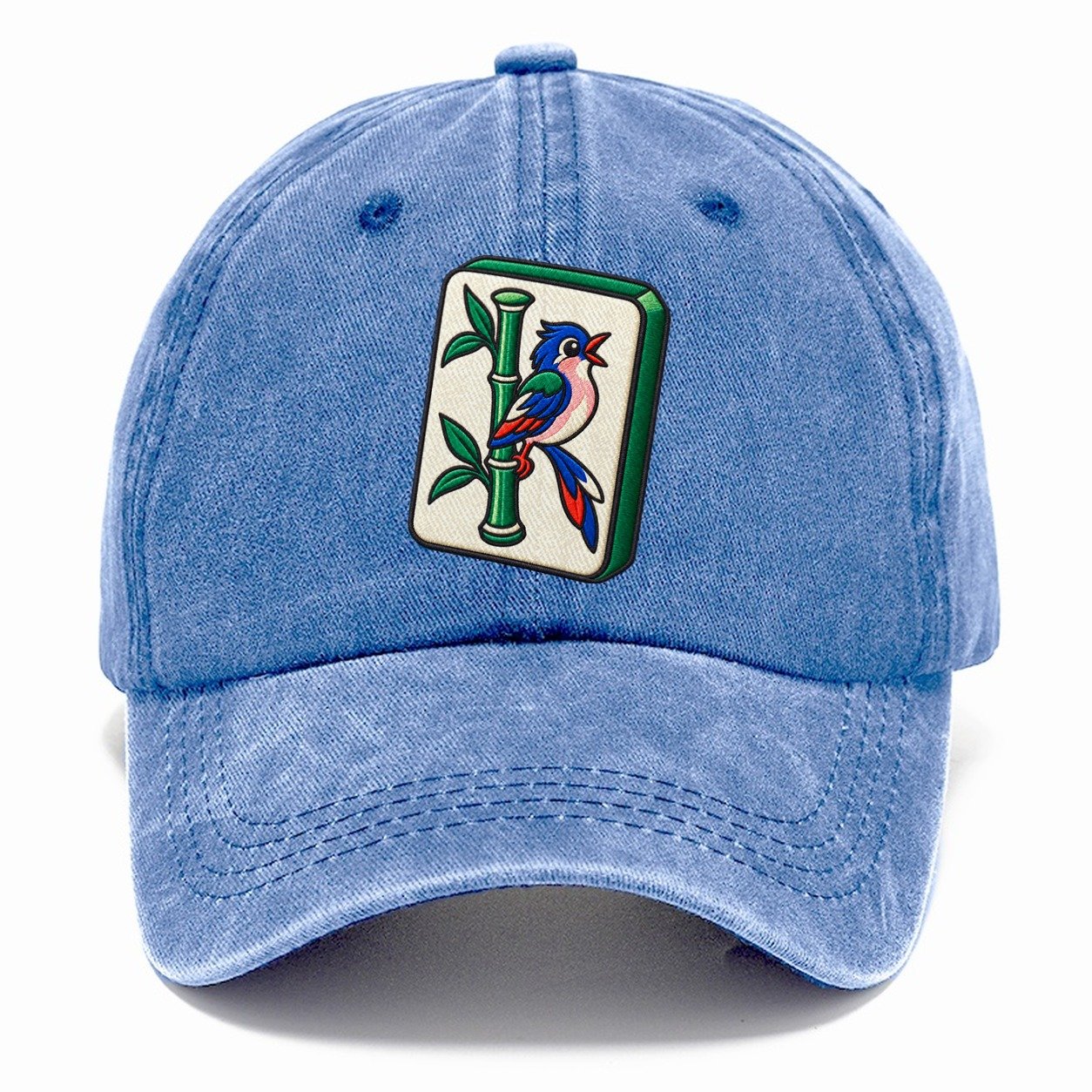 Bamboo Songbird Mahjong Game Night Classic Cap – Summer Sky