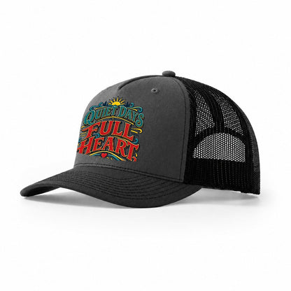 Quiet Days Full Heart Retired Living Trucker Hat – Dark Grey Black