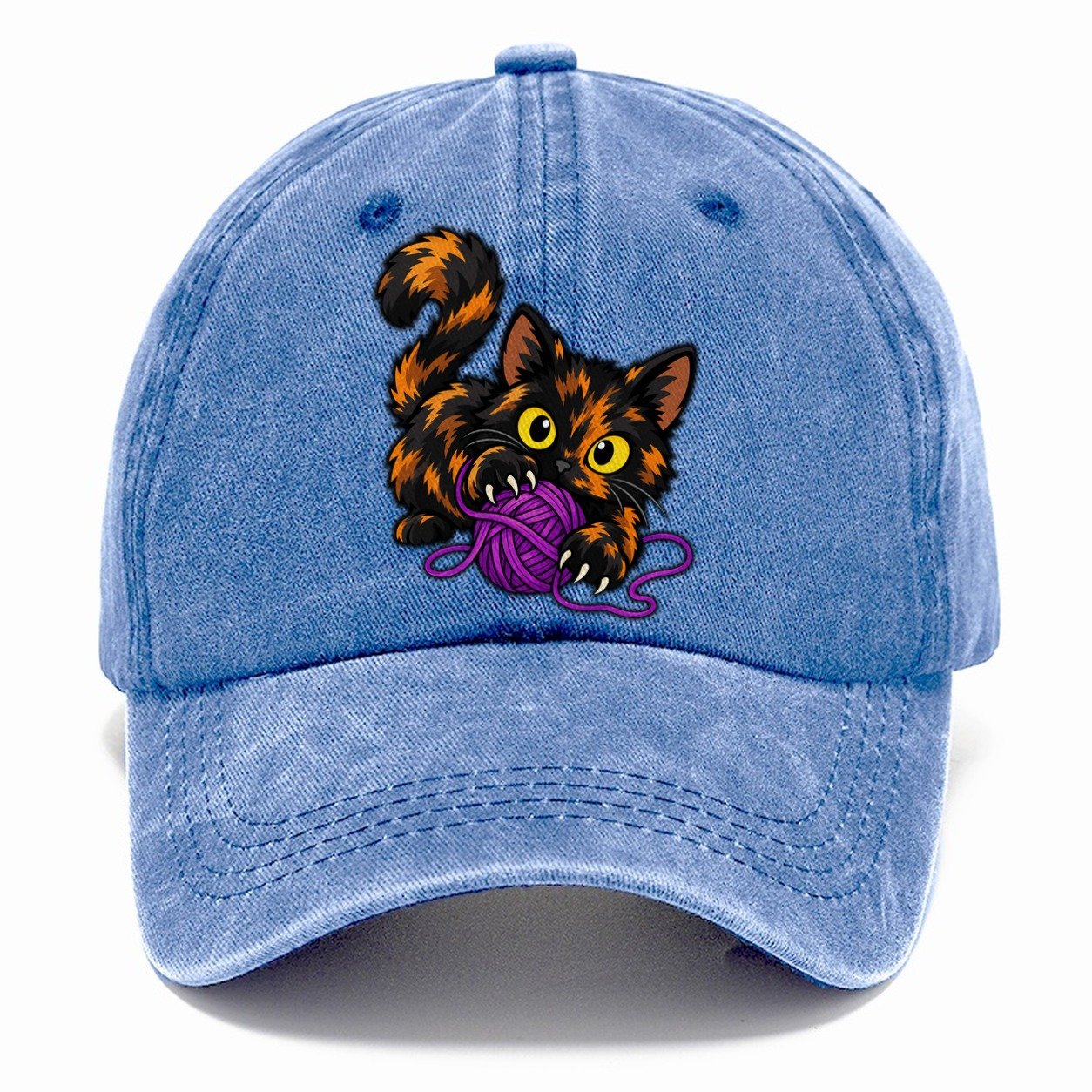 Tortoiseshell Playing Yarn Peeking Cats Classic Cap – Summer Sky