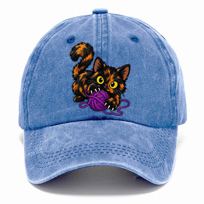Tortoiseshell Playing Yarn Peeking Cats Classic Cap – Summer Sky