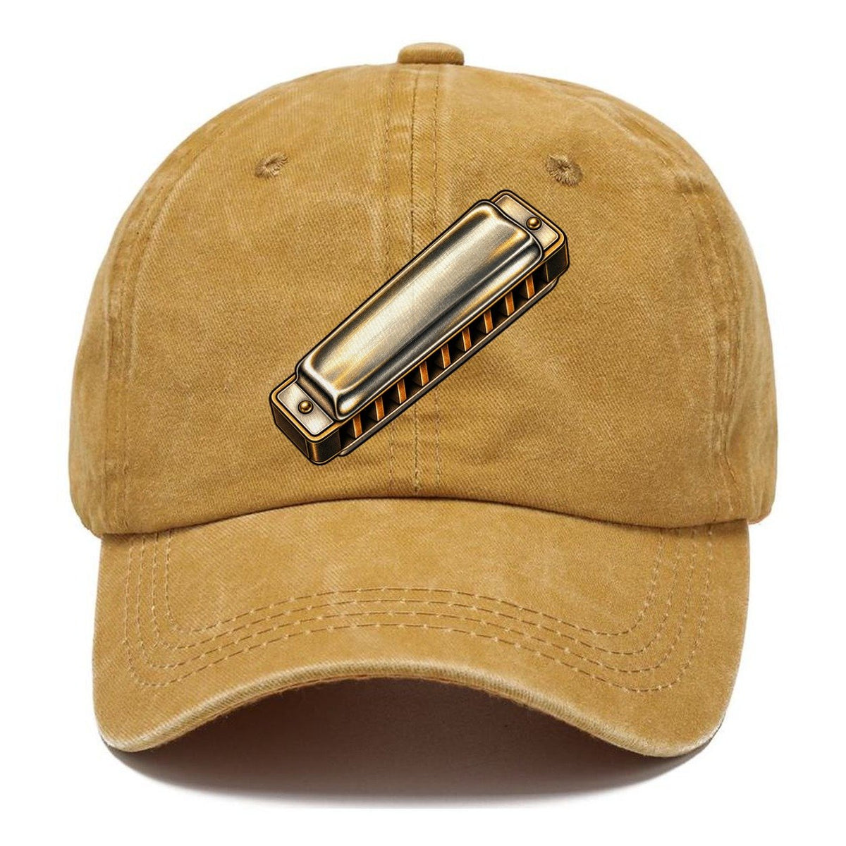Chrome Harmonica Upright Angle Pastimes Companions Classic Cap – Golden Harvest