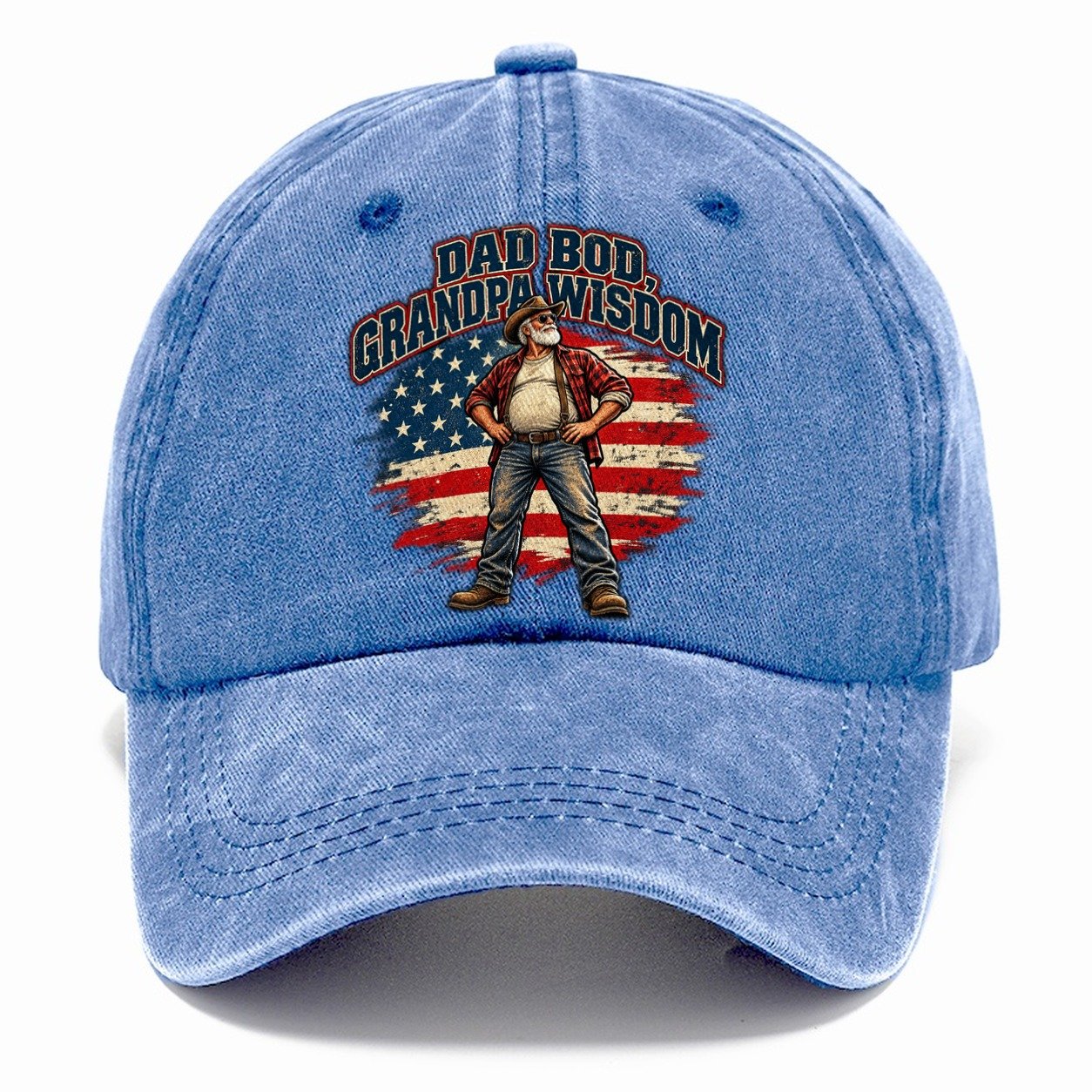Dad Bod Grandpa Wisdom Old Man Strong Classic Cap – Summer Sky