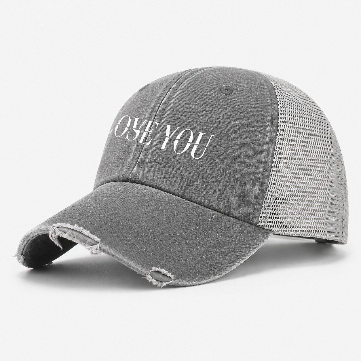 Love You Lose You Split Feelings Washed Trucker Hat – Grey