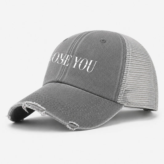 Love You Lose You Split Feelings Washed Trucker Hat – Grey