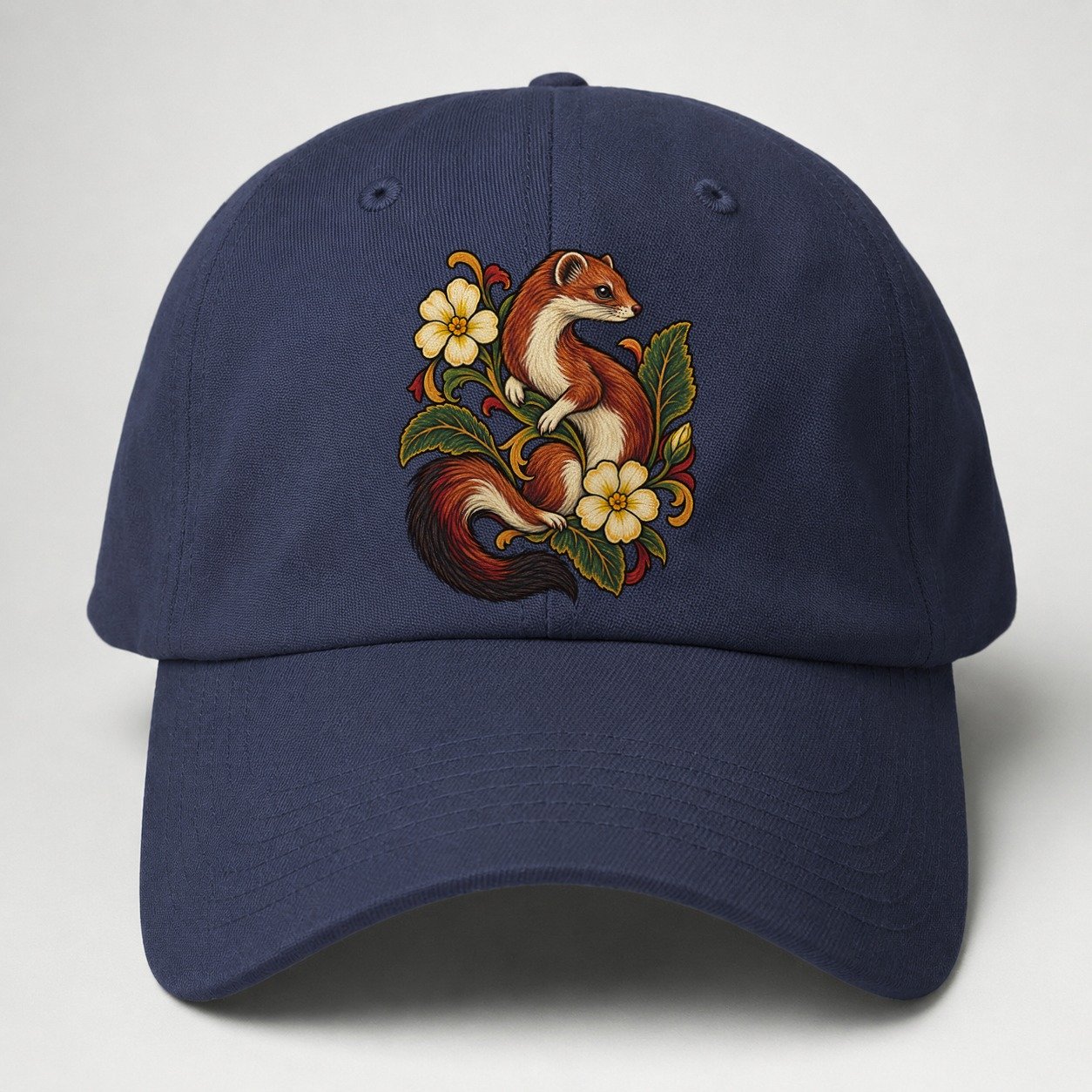 British Stoat And Primrose Uk Culture Heritage Baseball Cap – Twilight Navy