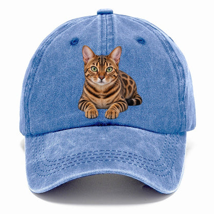 Bengal Reclining Paws Forward Realistic Cat Portrait Classic Cap – Summer Sky