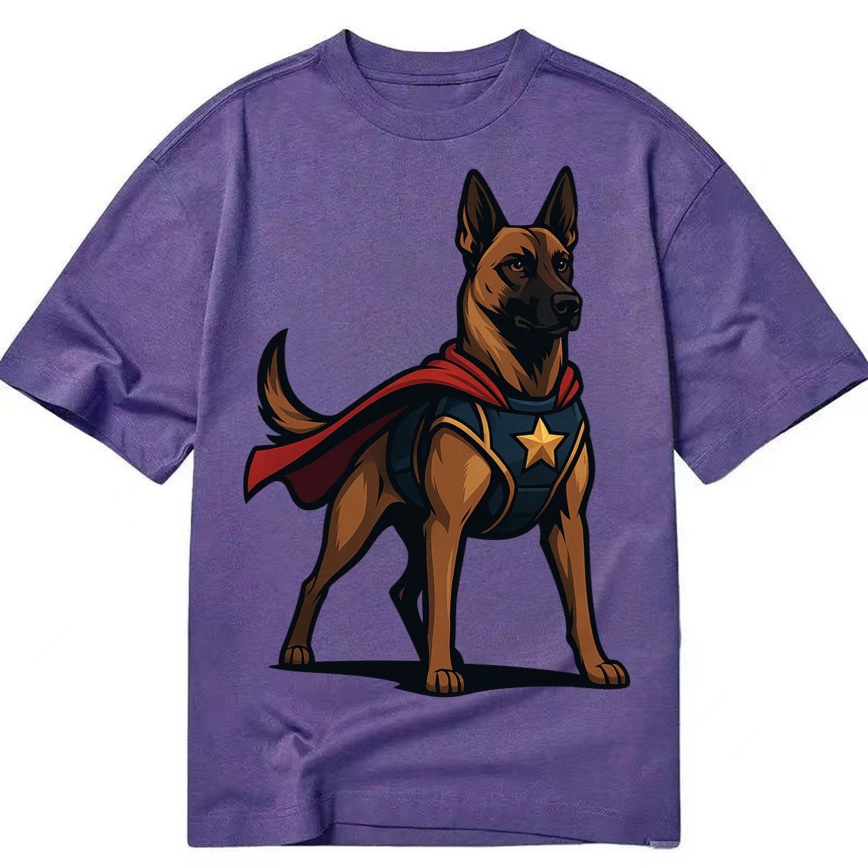 Belgian Malinois Guardian Hero Standing Ready On Four Legs N Classic T-shirt – Purple