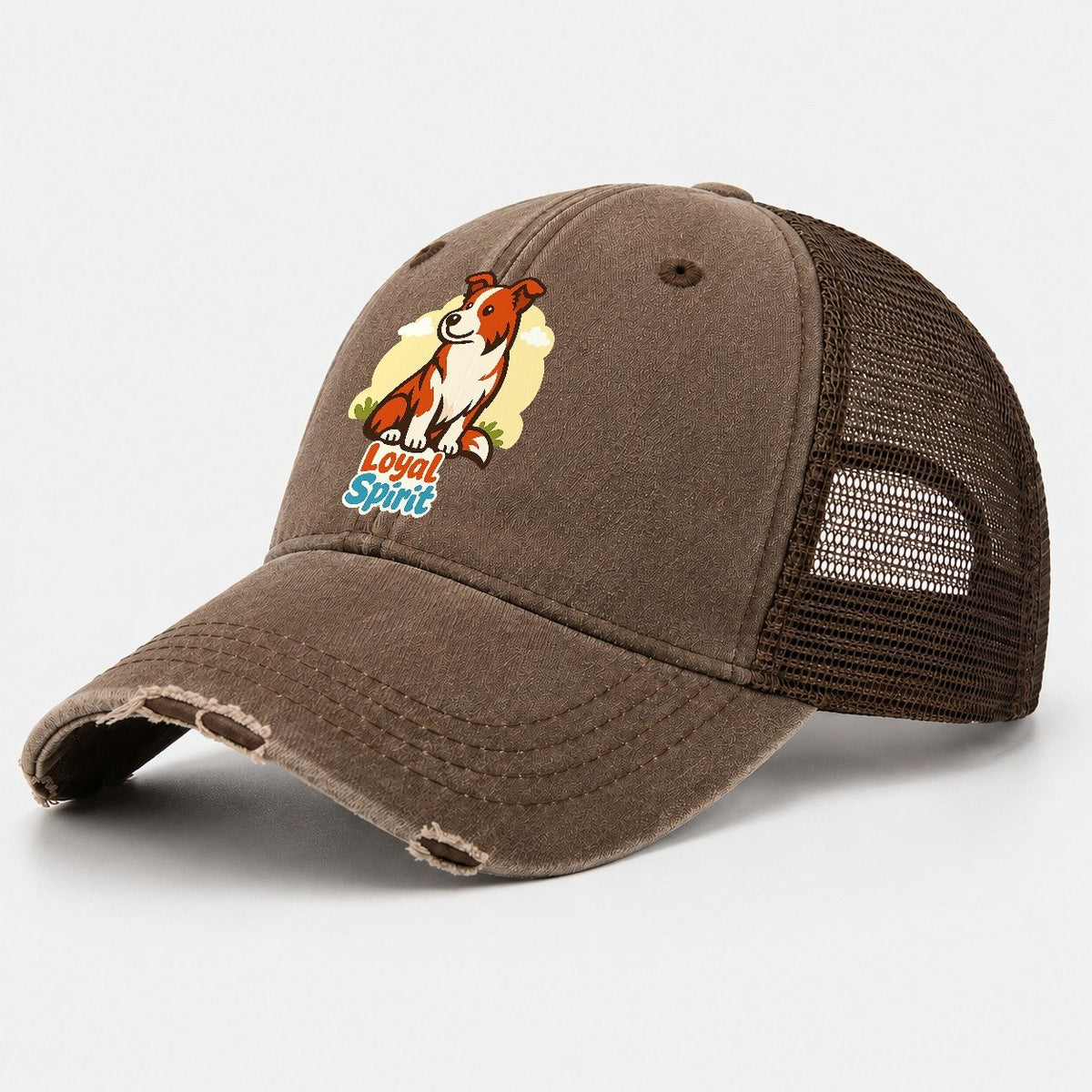 Loyal Spirit Dog Washed Trucker Hat – Coffee