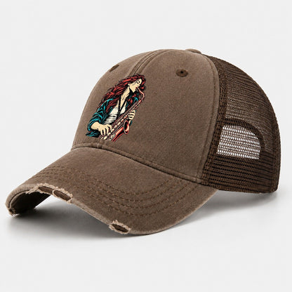 Red-Haired Saxophonist Washed Trucker Hat – Coffee