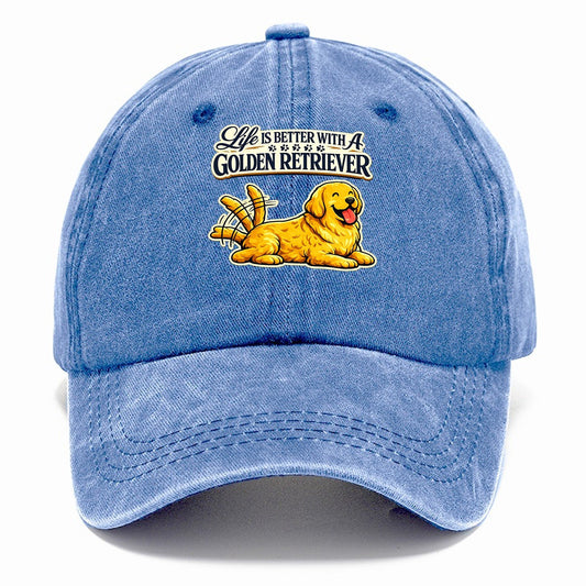 Life Is Better With A Golden Retriever Classic Cap – Summer Sky