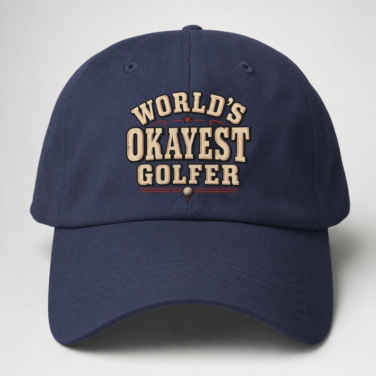 World S Okayest Golfer American Wit Baseball Cap – Twilight Navy