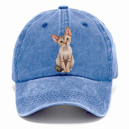 Devon Rex Seated Portrait Realistic Cat Portrait Classic Cap – Summer Sky